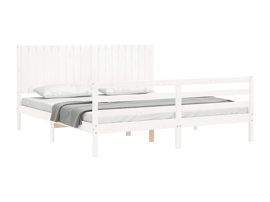 Cadre de lit sans matelas blanc bois massif