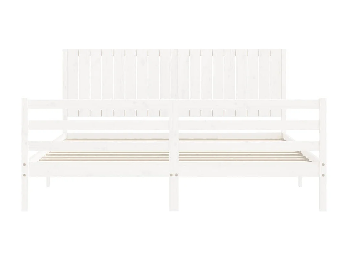 Cadre de lit sans matelas blanc bois massif