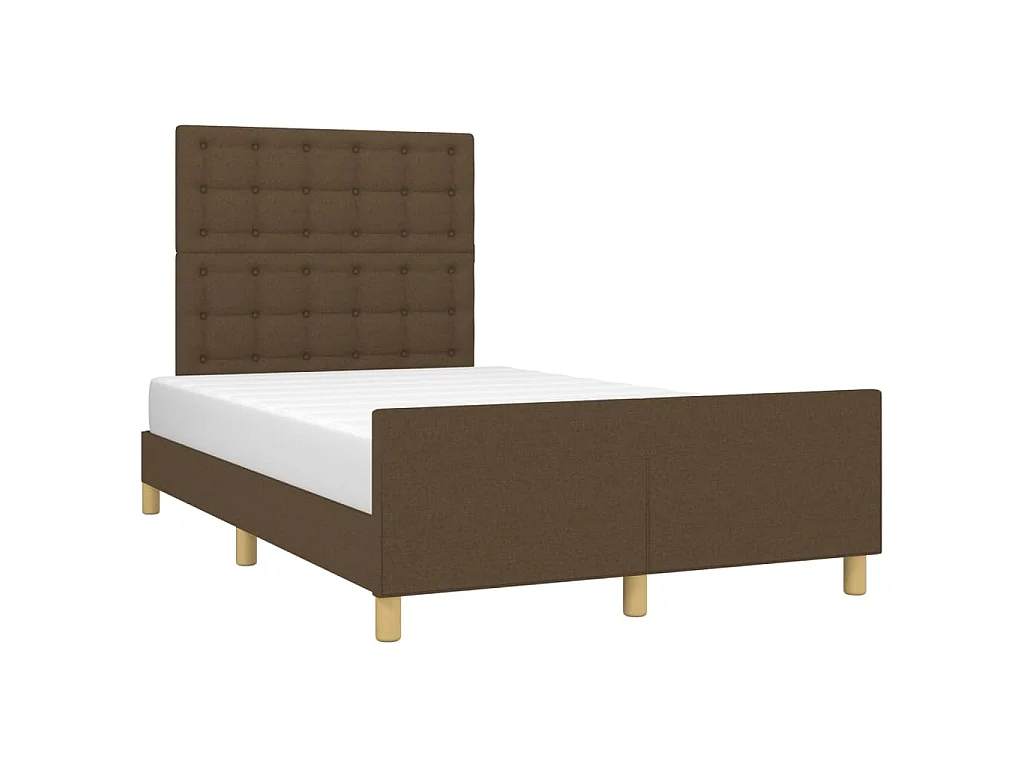 Cadre de lit sans matelas marron foncé 120x190 cm tissu