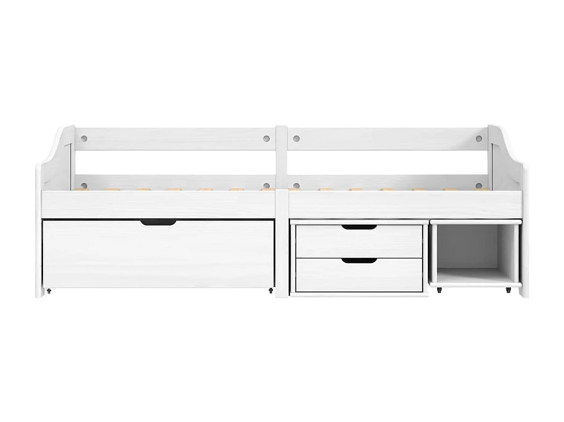 Sofá cama con 3 cajones madera maciza pino blanca IRUN 90x200cm