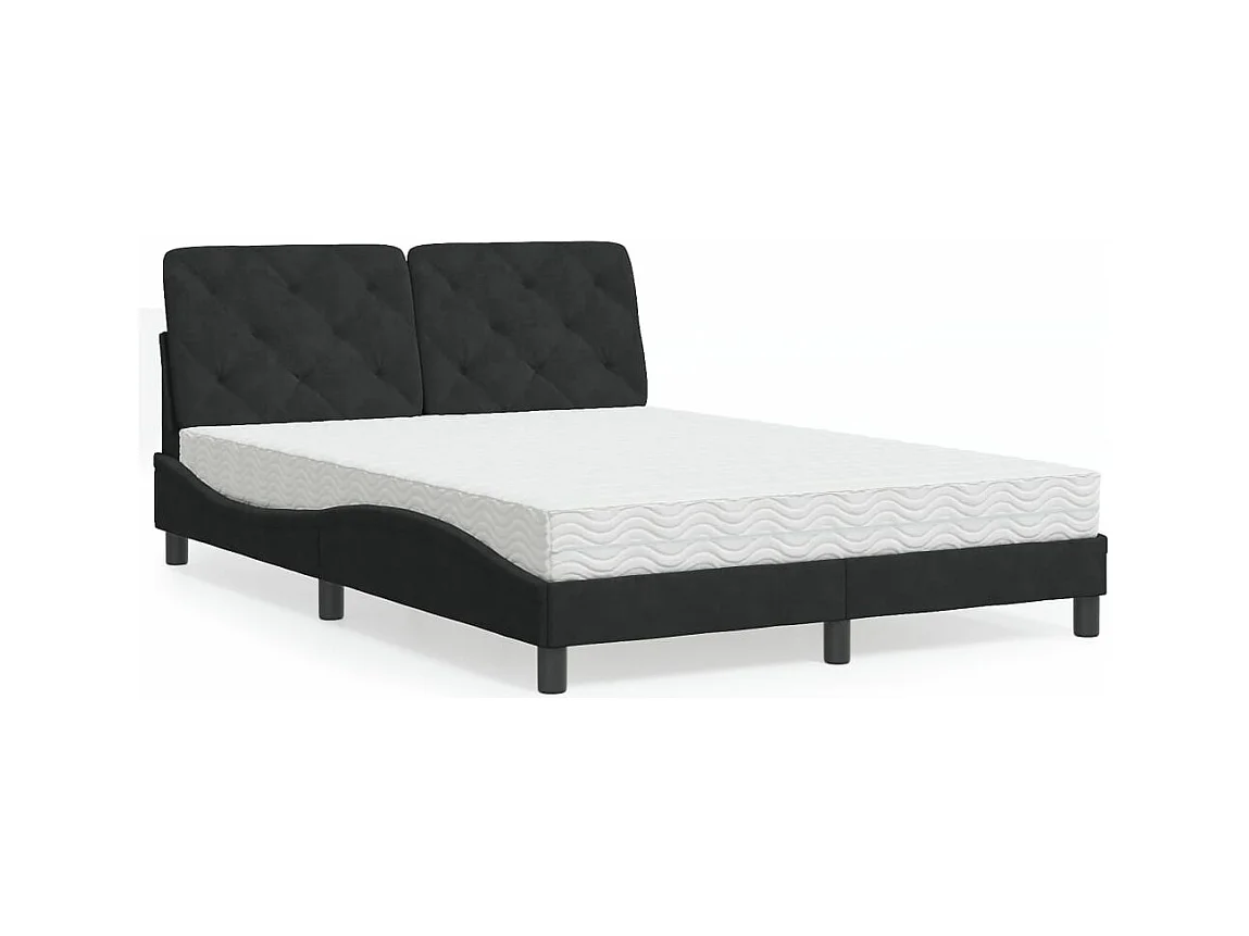 Bett mit Matratze Schwarz 120x200 cm Samt