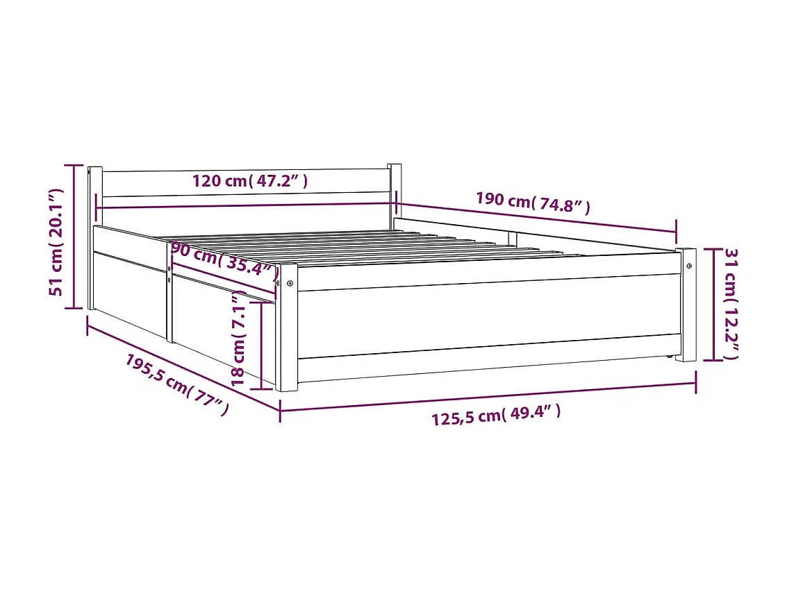 Bedframe met lades 120x190 cm