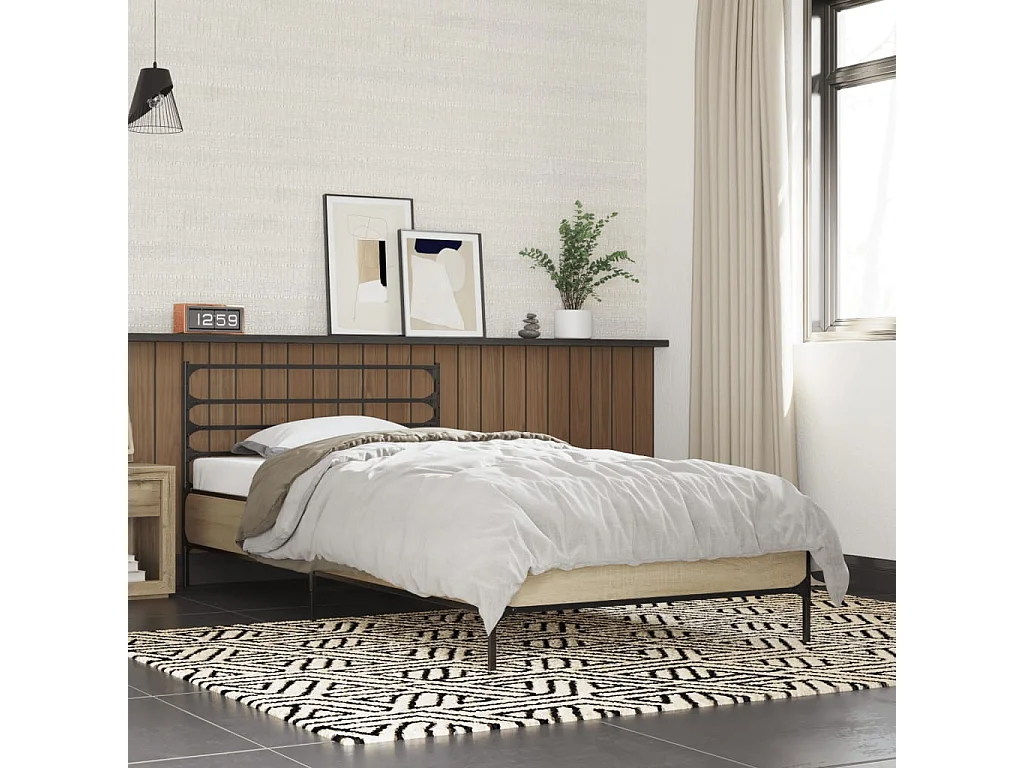 Cadre de lit sans matelas chêne sonoma 75x190 cm