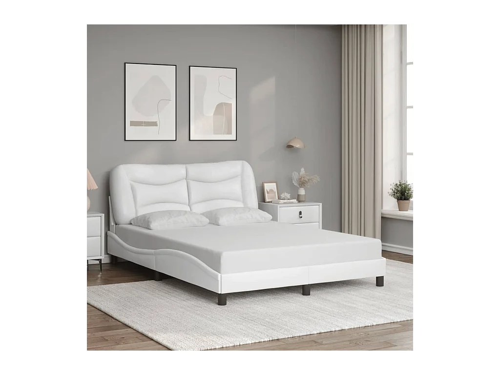 Cadre de lit sans matelas blanc 120x200 cm similicuir