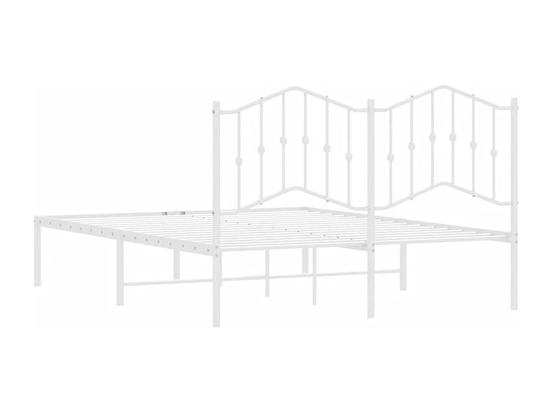 Cadre de lit métal sans matelas et tête de lit blanc 140x200 cm