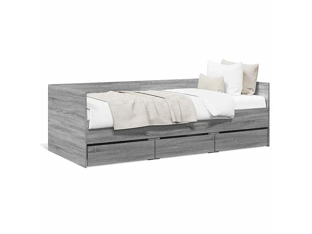 Slaapbank met lades zonder matras 90x200 cm grijs sonoma eiken