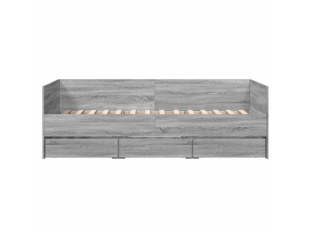 Slaapbank met lades zonder matras 90x200 cm grijs sonoma eiken