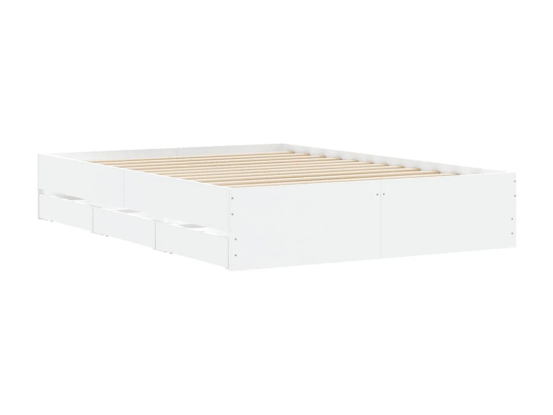 Giroletto con Cassetti Bianco 135x190 cm in Legno Multistrato