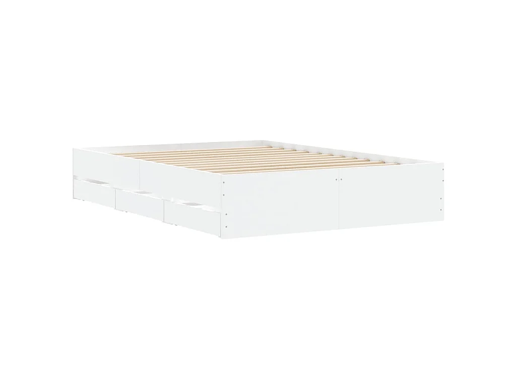 Bettgestell mit Schubladen Weiß 135 x 190 cm Holzwerkstoff