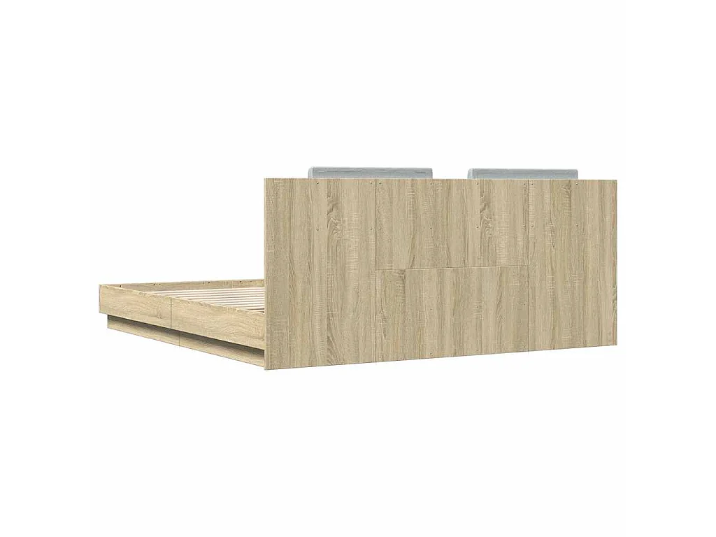 Bettgestell mit Kopfteil & LED-Leuchten Sonoma-Eiche 160x200 cm