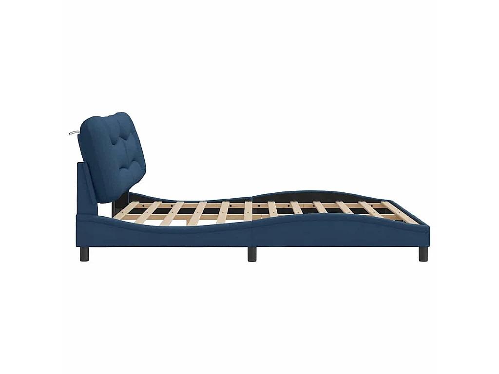 Cadre de lit sans matelas Hvar bleu 180x200 cm tissu