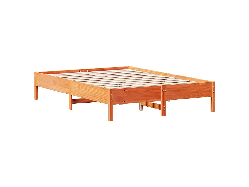 Cadre de lit sans matelas cire marron 160x200cm bois pin massif
