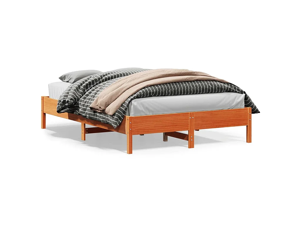 Cadre de lit sans matelas cire marron 160x200cm bois pin massif