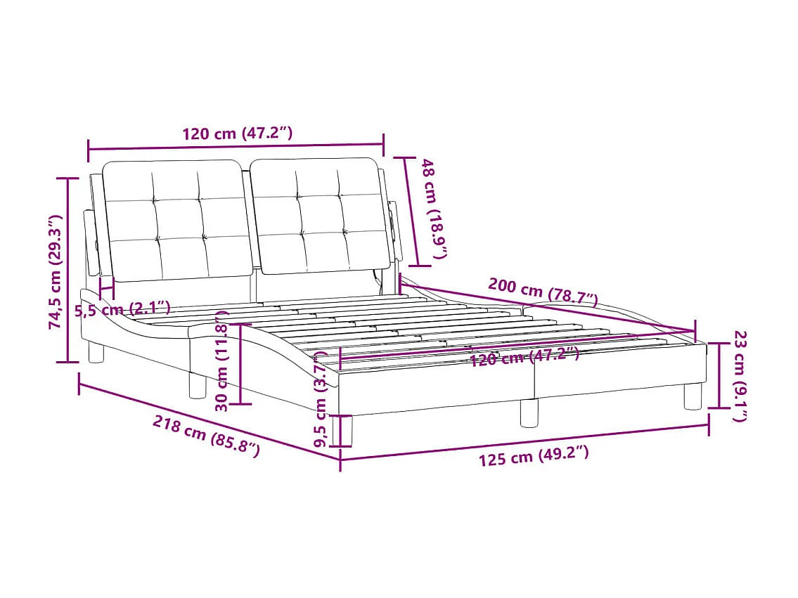 Bedframe met LED zonder matras "Zadar" wit 120x200 cm