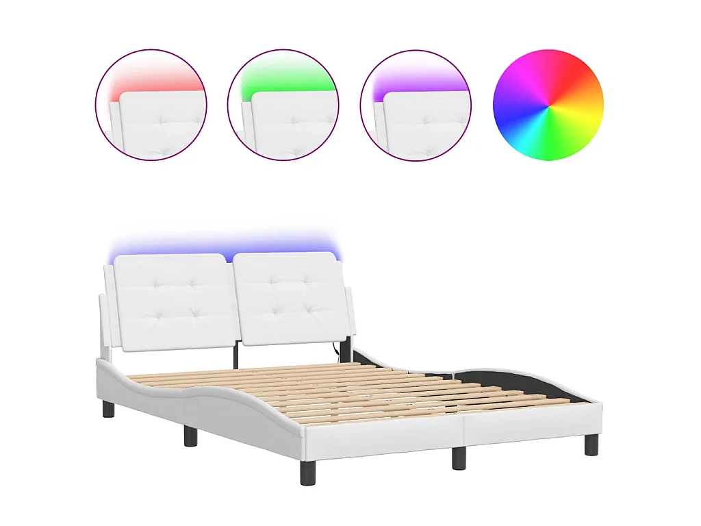 Cadre de lit avec LED sans matelas Zadar blanc 120x200 cm