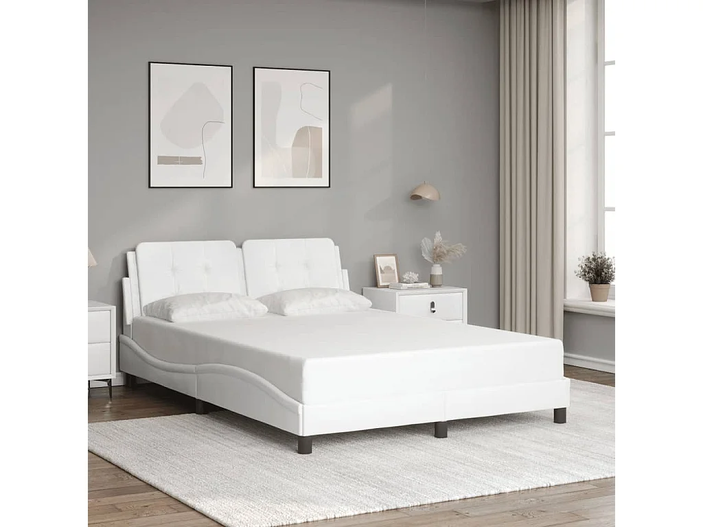 Cadre de lit avec LED sans matelas Zadar blanc 120x200 cm