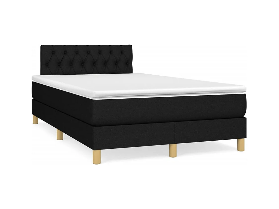Sommier à lattes de lit matelas et LED noir 120x190 cm tissu