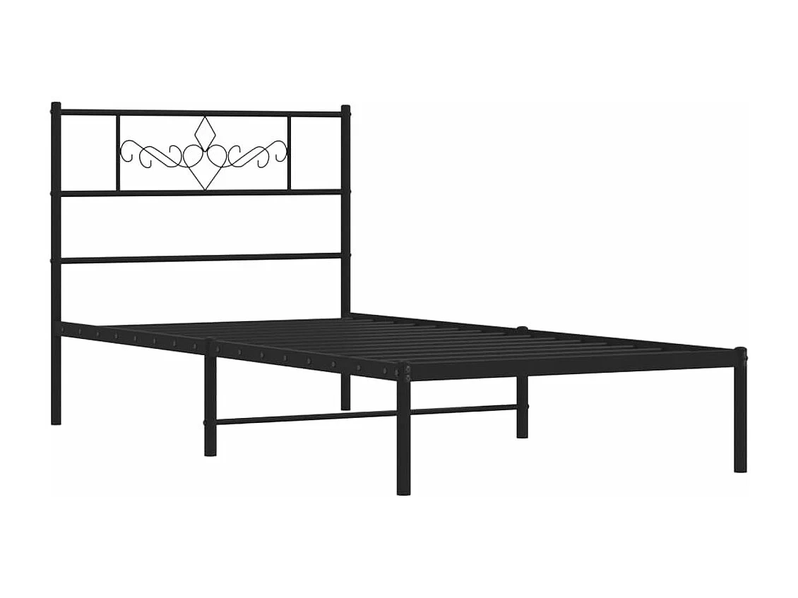 Estrutura de cama metal s/ colchão c/ cabeceira 75x190 cm preto