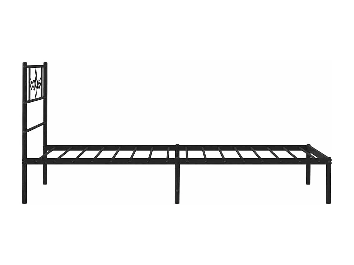 Estrutura de cama metal s/ colchão c/ cabeceira 75x190 cm preto