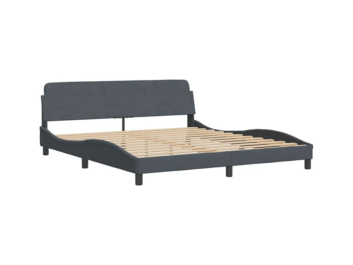 Lit avec matelas gris foncé 180x200 cm velours