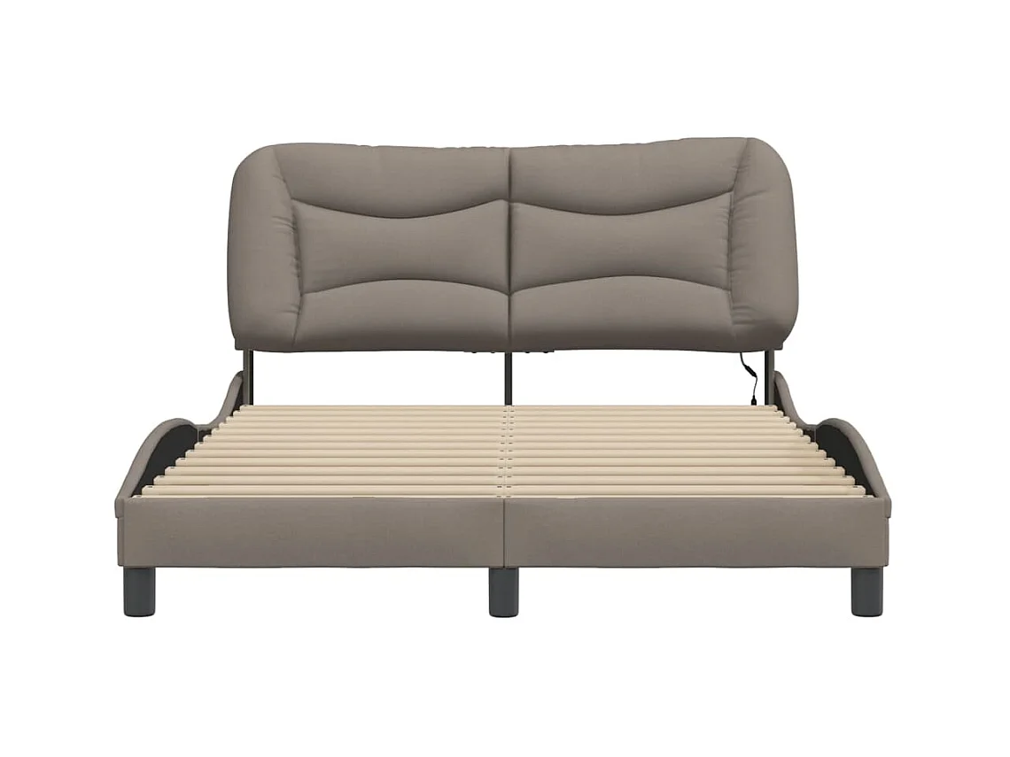 Cadre de lit avec LED sans matelas Hvar taupe 140x190 cm tissu