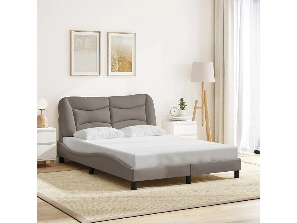 Bedframe met LED zonder matras "Hvar" 140x190 cm stof taupe