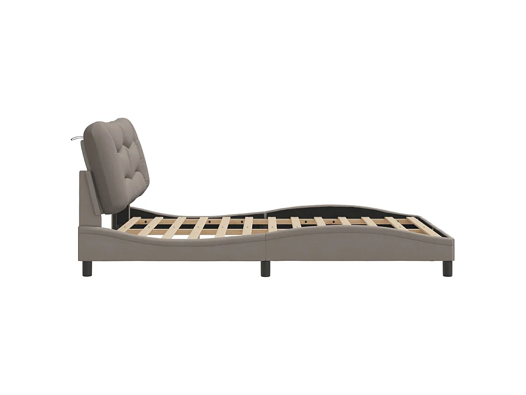 Bedframe met LED zonder matras "Hvar" 140x190 cm stof taupe