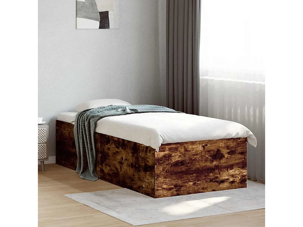 Cadre de lit sans matelas chêne fumé 90x190 cm