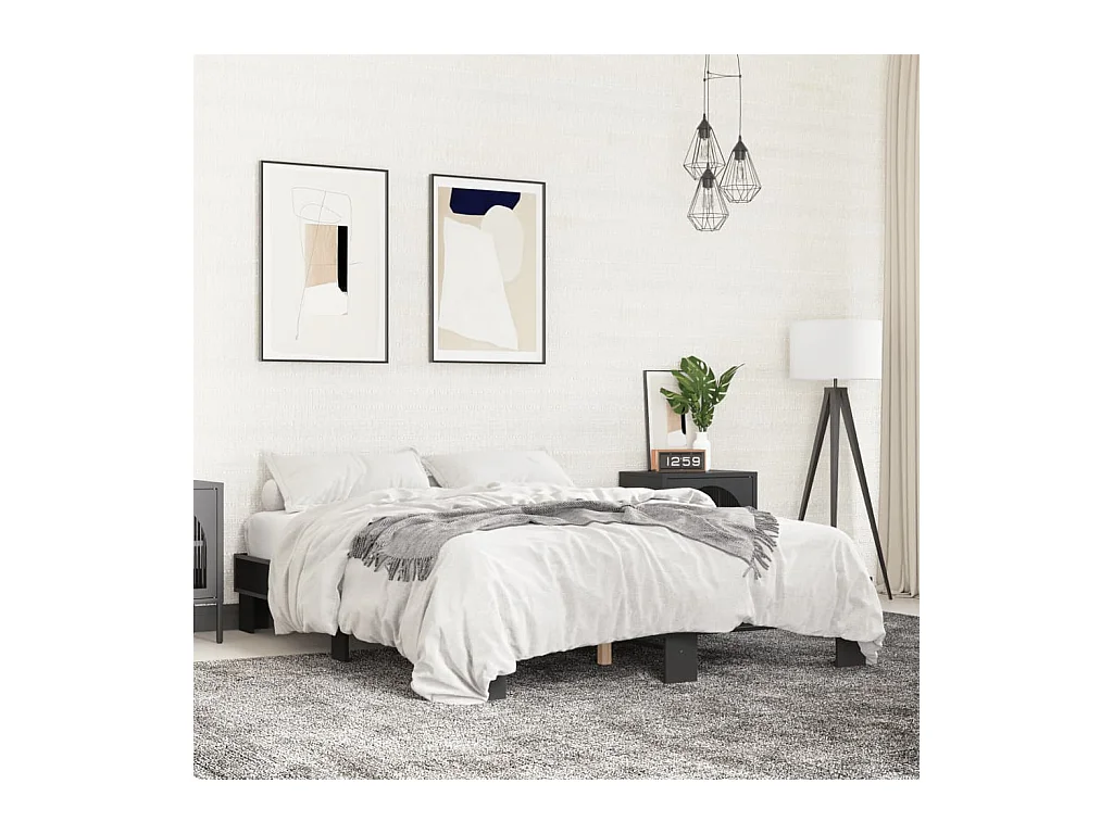 Cadre de lit sans matelas noir 150x200 cm