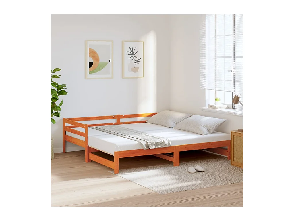 Lit de jour et lit gigogne sans matelas 90x200 cm bois massif