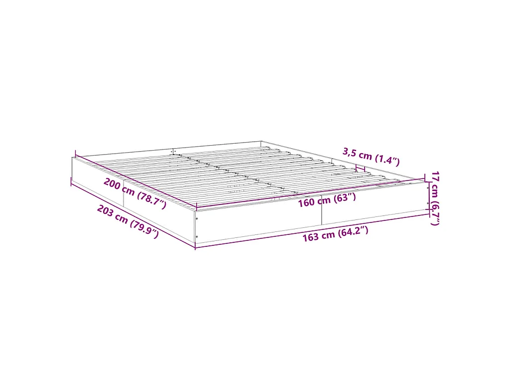 Estrutura de cama sem colchão 160x200 cm branco