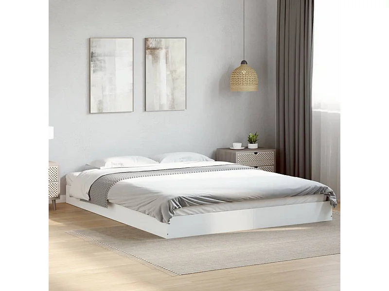 Cadre de lit sans matelas blanc 160x200 cm bois d'ingénierie