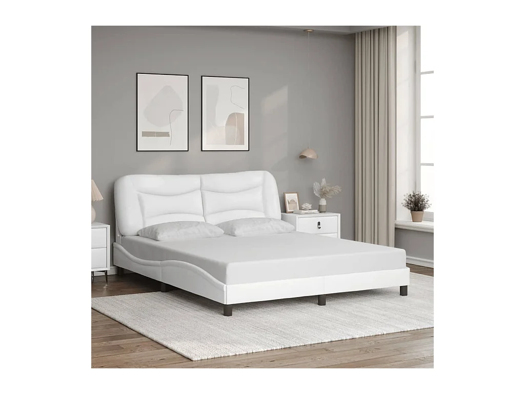 Cadre de lit sans matelas blanc 160x200 cm similicuir