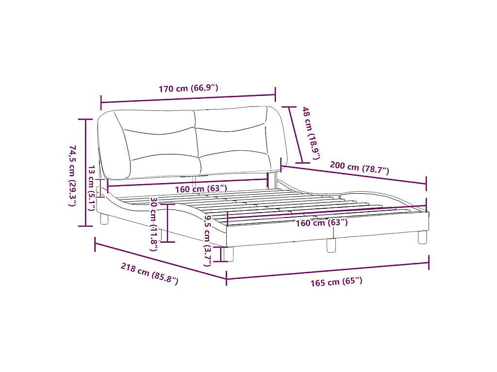 Bettgestell ohne Matratze "Hvar" Weiß 160x200 cm Kunstleder