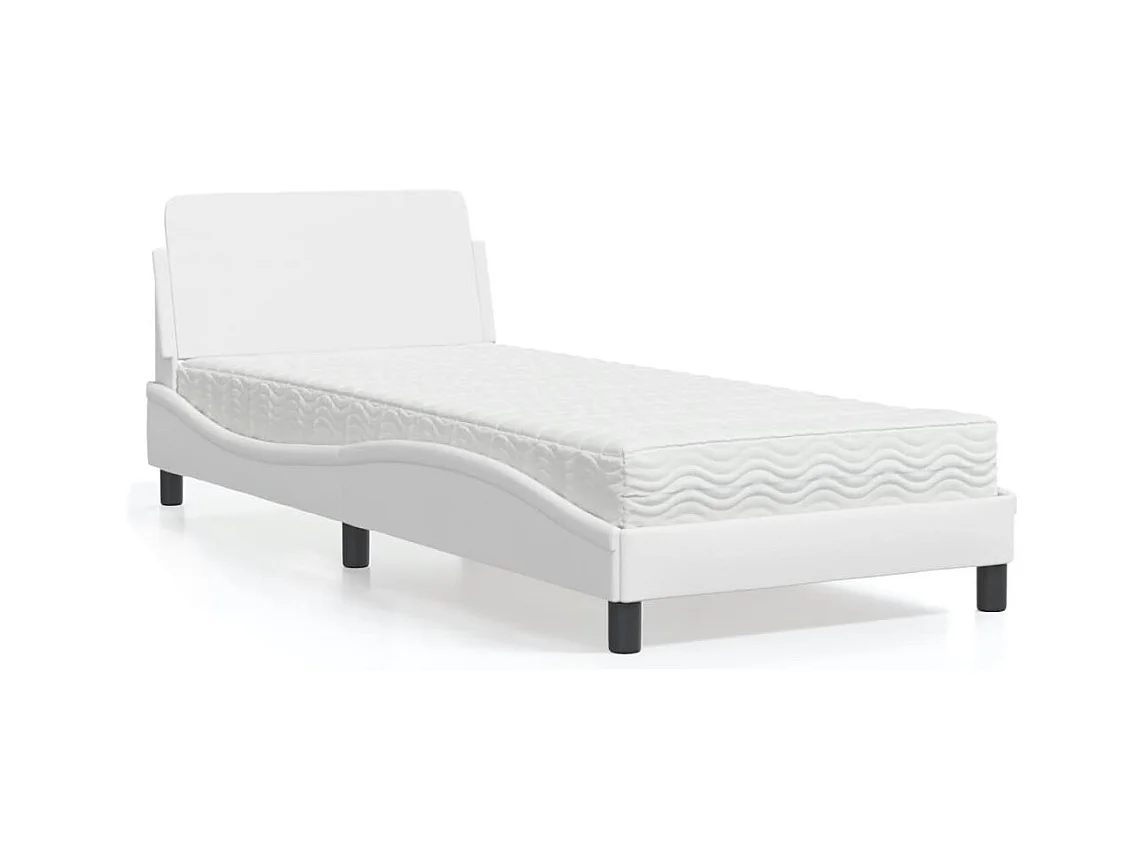 Lit avec matelas blanc 90x190 cm similicuir