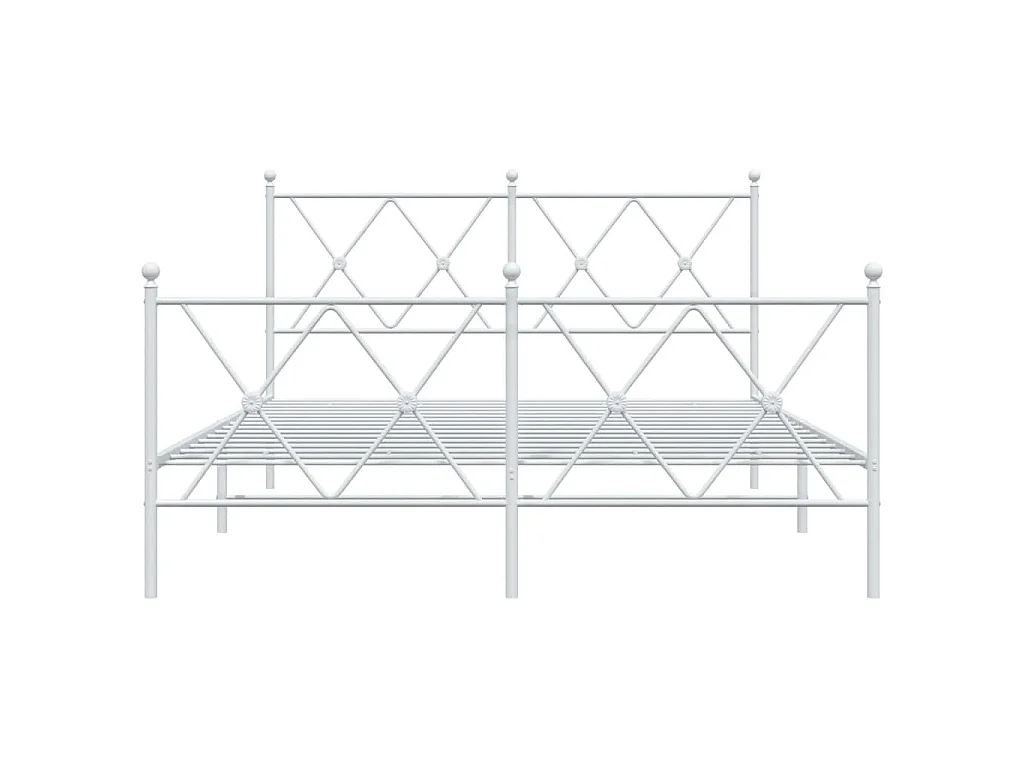 Estrutura de cama com cabeceira e pés 140x190 cm metal branco