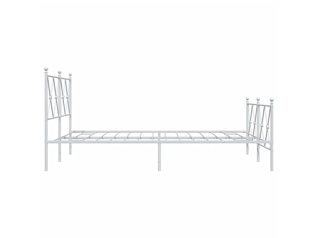 Estrutura de cama com cabeceira e pés 140x190 cm metal branco