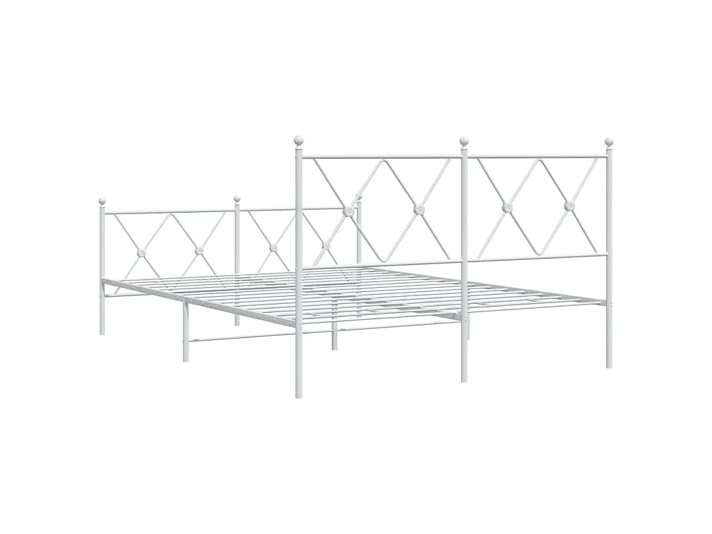 Estrutura de cama com cabeceira e pés 140x190 cm metal branco