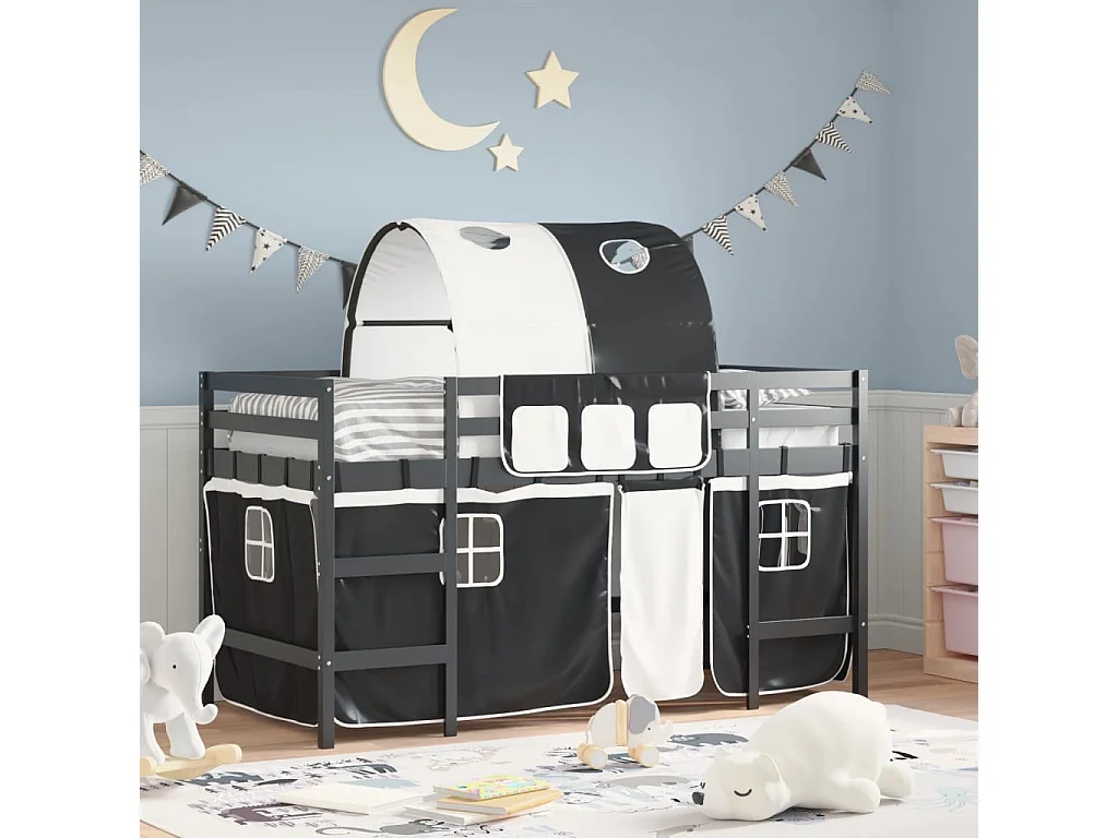 Lit mezzanine enfants avec tunnel sans matelas 90x190 cm