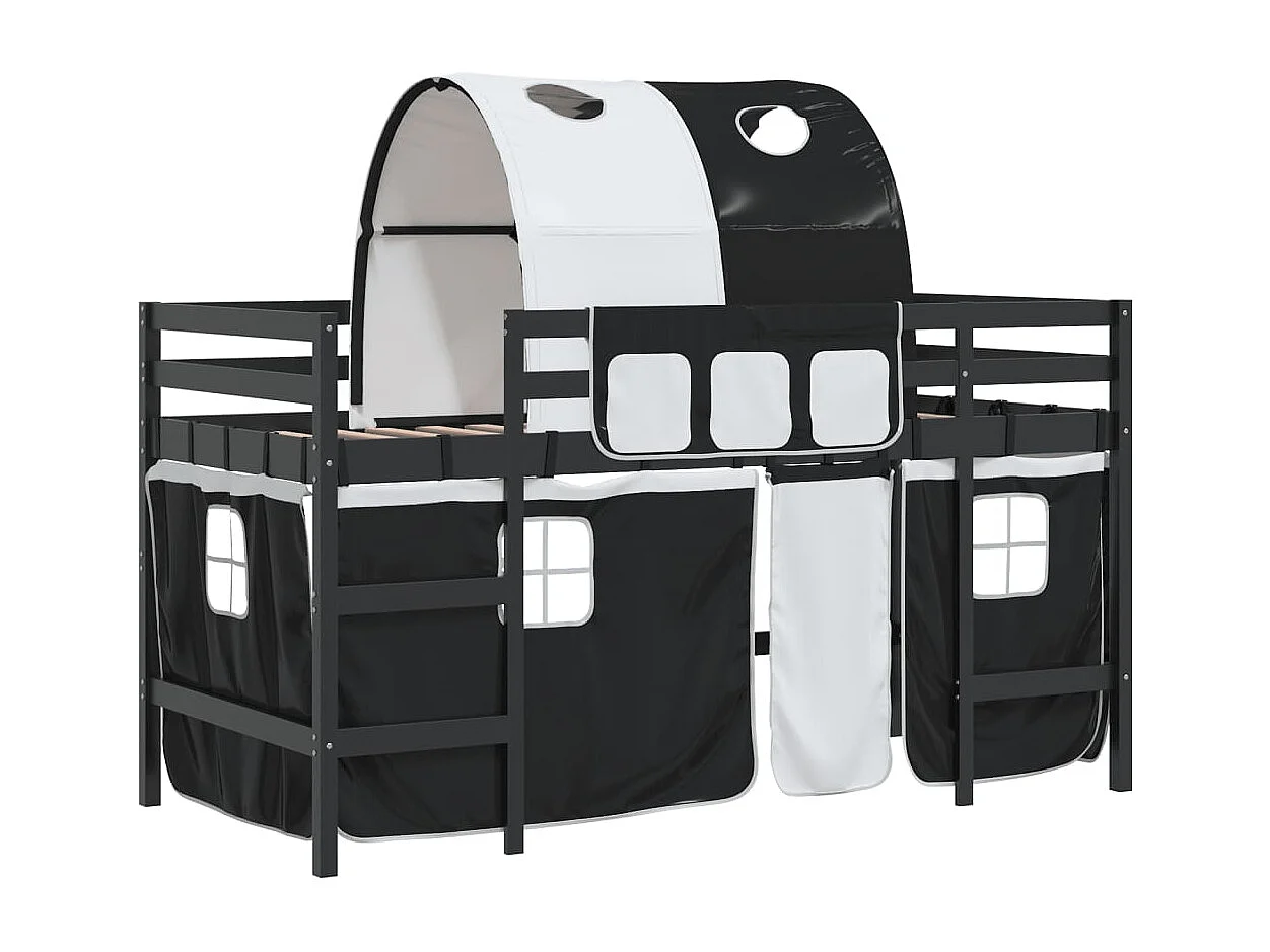 Lit mezzanine enfants avec tunnel sans matelas 90x190 cm