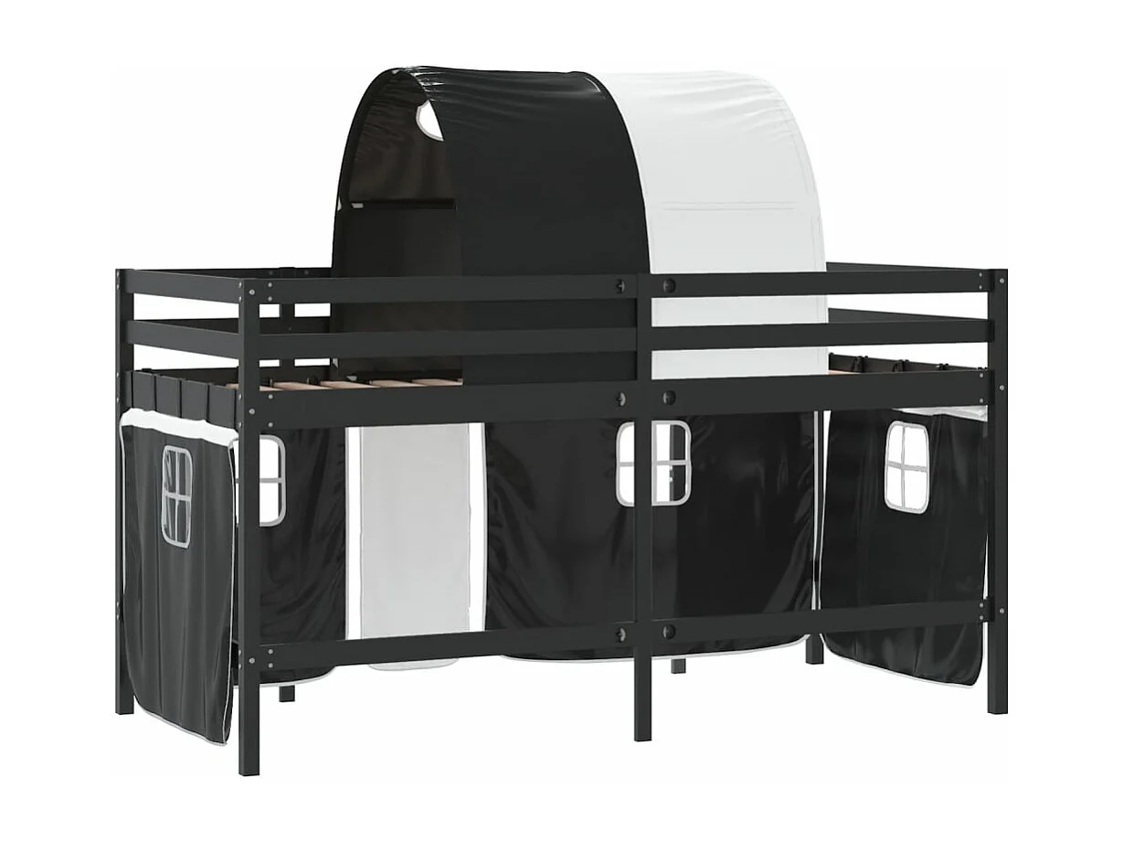 Lit mezzanine enfants avec tunnel sans matelas 90x190 cm