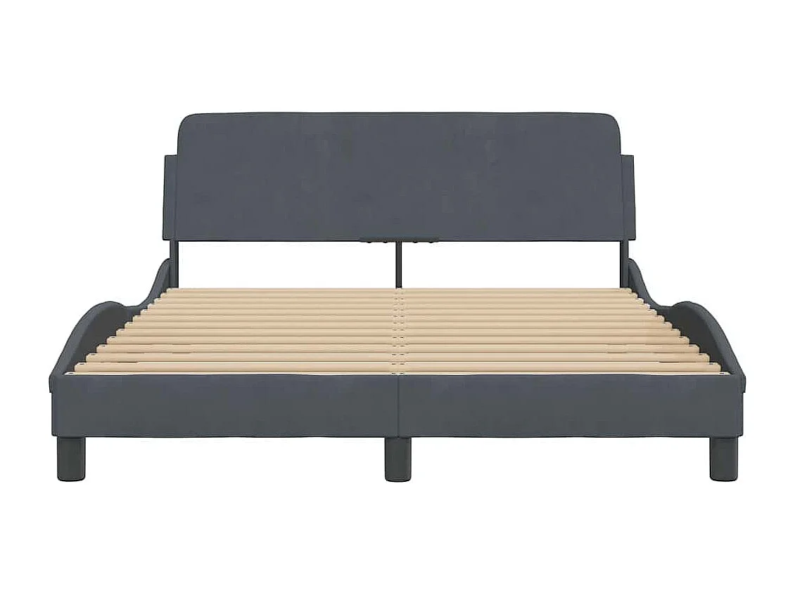 Cadre de lit Dover gris foncé 140x200 cm velours