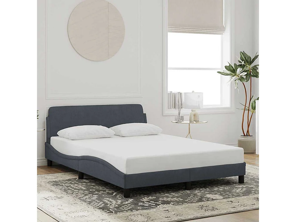 Cadre de lit Dover gris foncé 140x200 cm velours