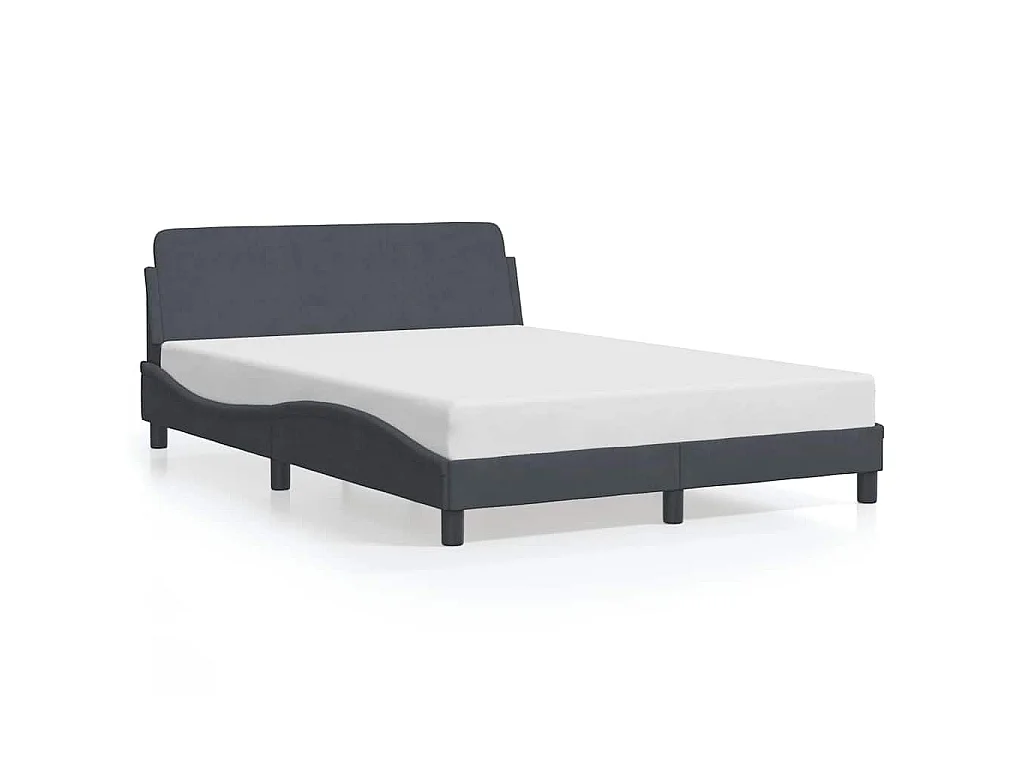Cadre de lit Dover gris foncé 140x200 cm velours