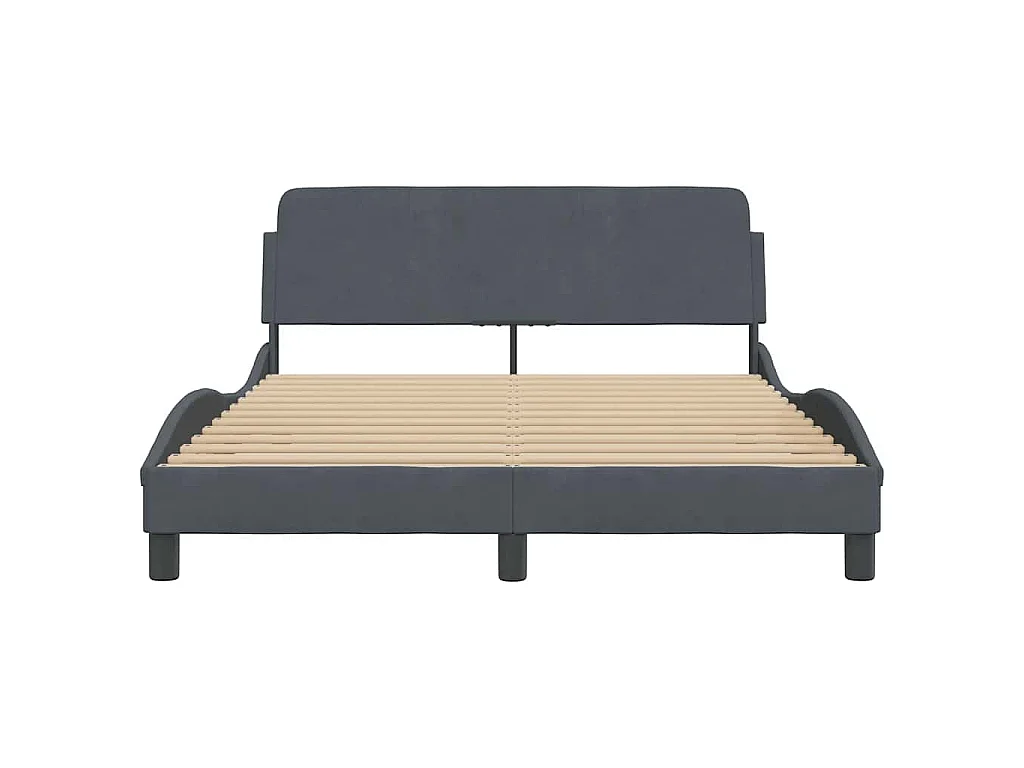 Cadre de lit Dover gris foncé 140x200 cm velours