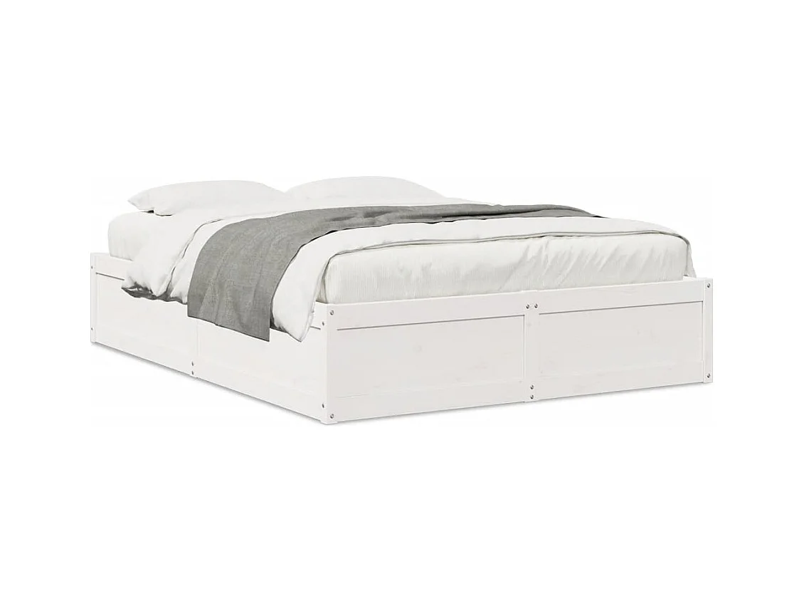 Cadre de lit sans matelas blanc 140x190 cm bois de pin massif