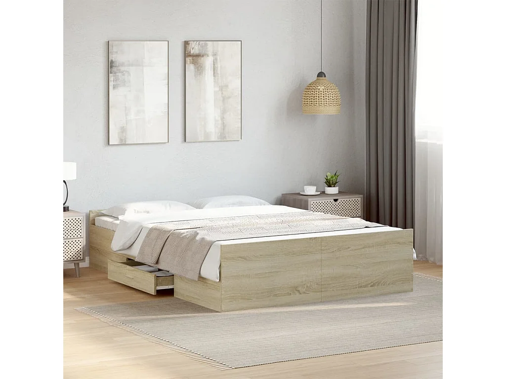 Giroletto Cassetti Rovere Sonoma 135x190 cm Legno Multistrato