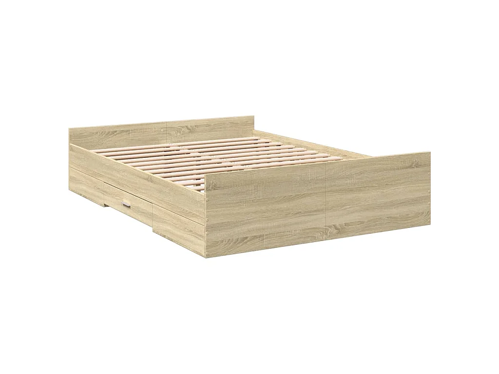 Cadre de lit avec tiroirs sans matelas chêne sonoma 135x190 cm