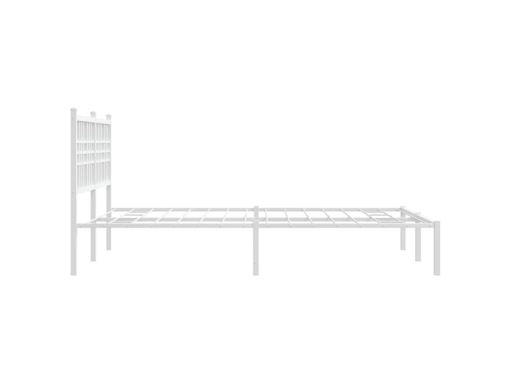 Cadre de lit métal sans matelas et tête de lit blanc 140x200 cm