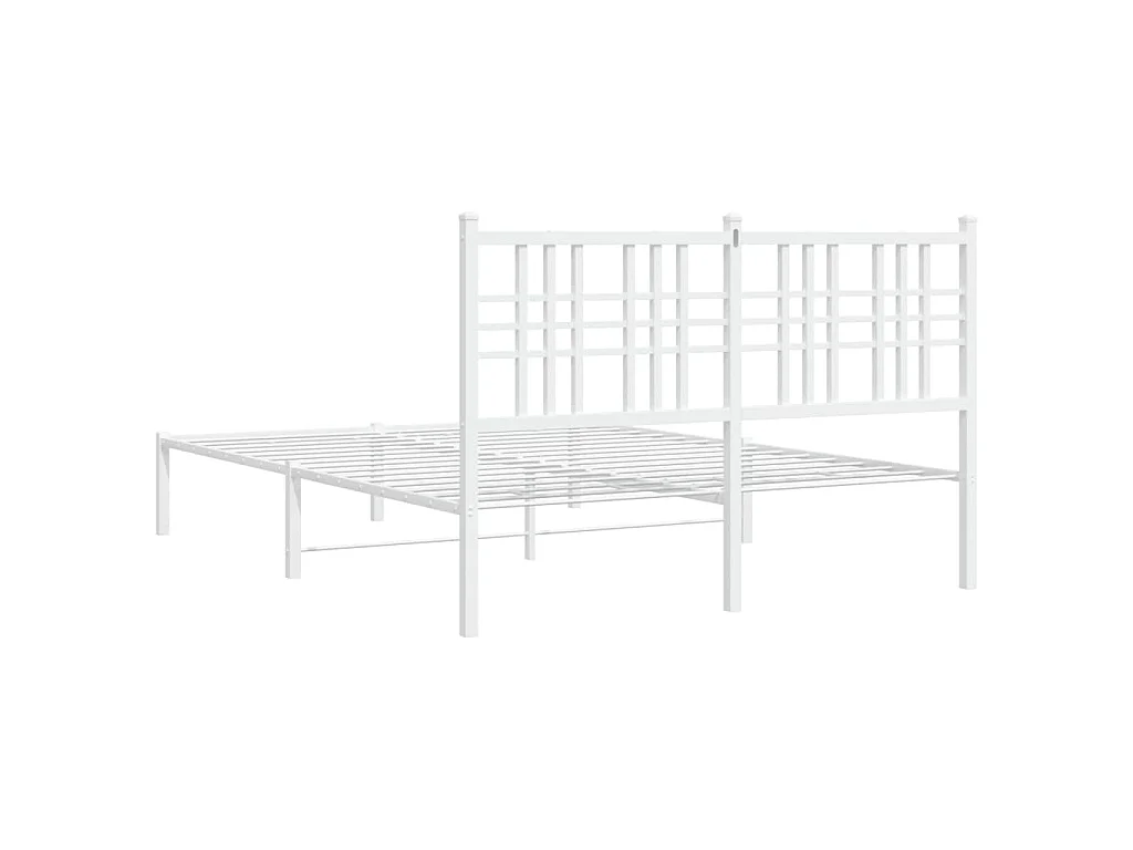 Cadre de lit métal sans matelas et tête de lit blanc 140x200 cm